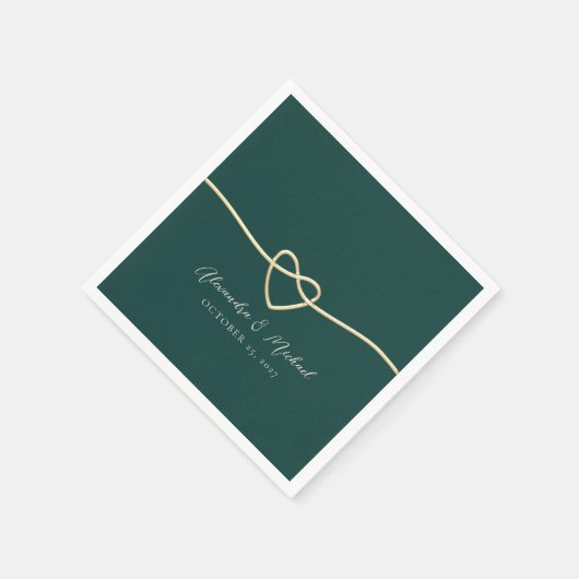 Serviette En Papier Serviettes Mariage vert émeraude avec coeur (Coin)