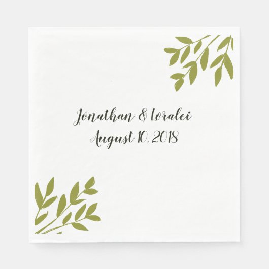 Serviette En Papier Serviettes Mariage vert simple (Devant)