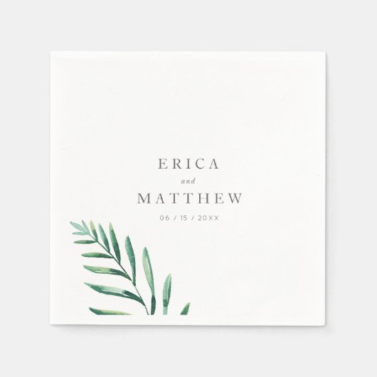 Serviette En Papier Serviettes Mariage vertes simples (Devant)