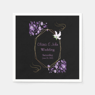 Serviette En Papier Serviettes Mariage violet et noir