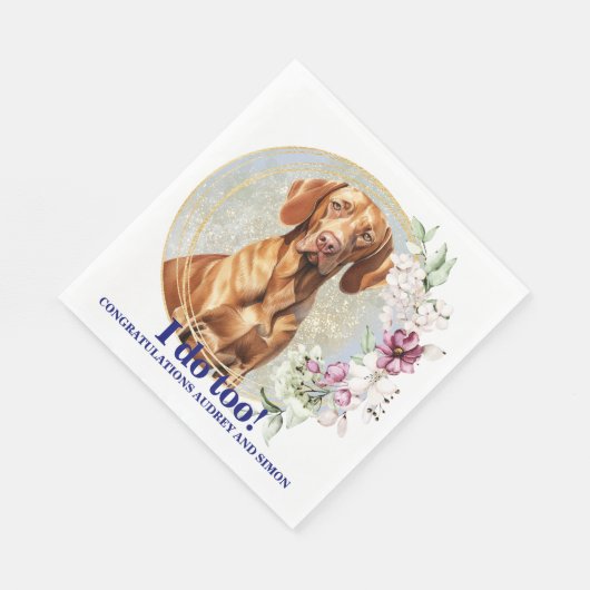 Serviette En Papier Serviettes Mariage Vizsla Avec Chiens Photo (Coin)