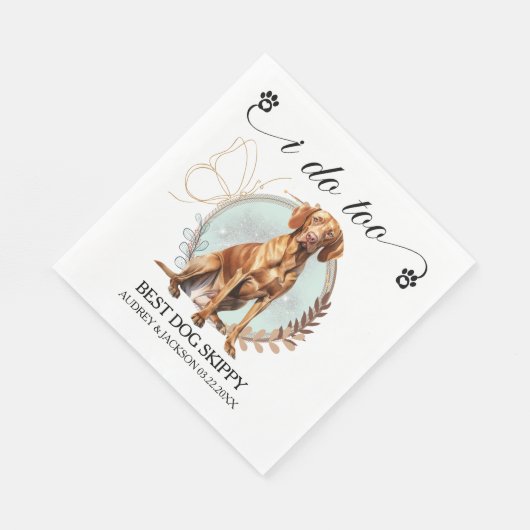 Serviette En Papier Serviettes Mariage Vizsla Avec Chiens Photo (Coin)