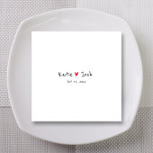 Serviette En Papier Serviettes Mariages blanches avec des noms manuscr