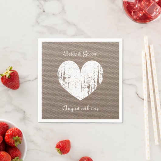 Serviette En Papier Serviettes mariages Burlap avec coeur rustique (En situation)