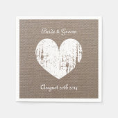 Serviette En Papier Serviettes mariages Burlap avec coeur rustique (Devant)