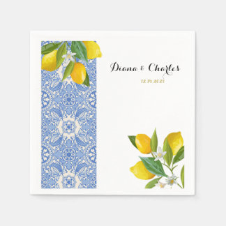 Serviette En Papier Serviettes mariages Carrelage italien avec citrons