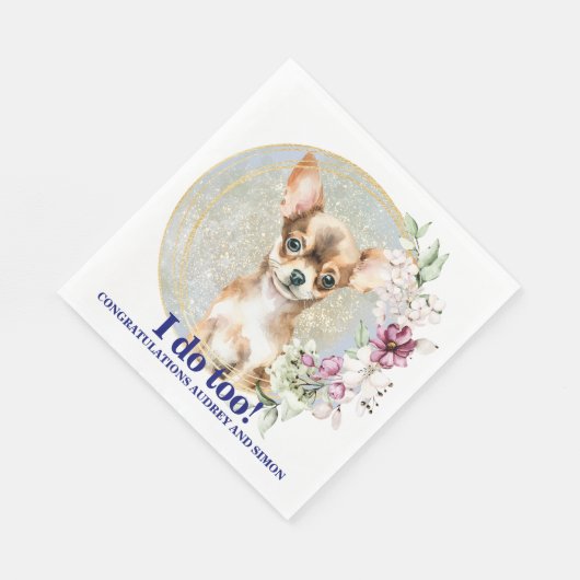 Serviette En Papier Serviettes Mariages Chihuahua Avec Chiens Photo (Coin)