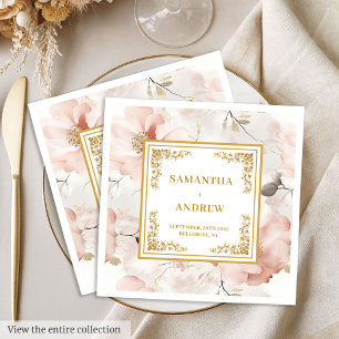 Serviette En Papier Serviettes mariages classiques en or rose roux