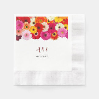 Serviette En Papier Serviettes Mariages colorées de fleurs de margueri