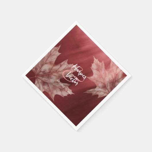 Serviette En Papier serviettes mariages de automne maroon maple feuill (Coin)