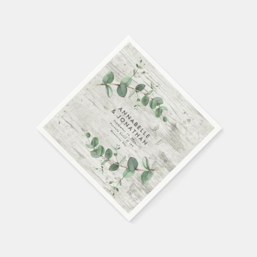 Serviette En Papier serviettes mariages en bois blanc eucalyptus feuil (Coin)