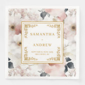 Serviette En Papier Serviettes mariages en ivoire d'or brillant (Devant)