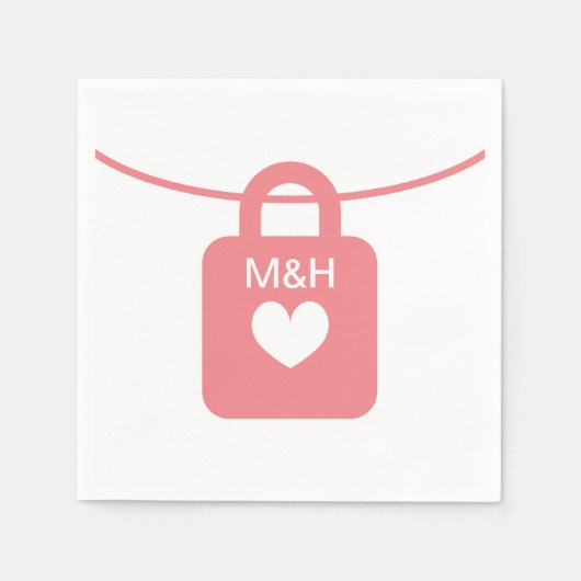 Serviette En Papier Serviettes mariages en papier avec serrure d'amour (Devant)