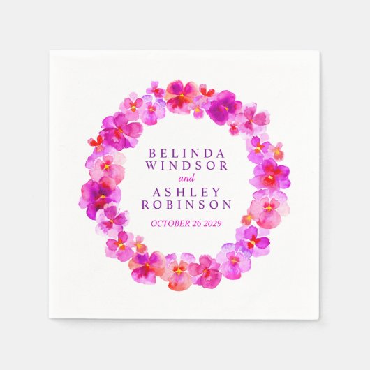 Serviette En Papier serviettes mariages en roses (Devant)