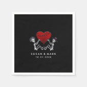 Serviette En Papier Serviettes mariages - Esquisses de coeur (Devant)