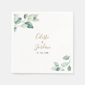 Serviette En Papier Serviettes Mariages Feuilles classiques et vertes (Devant)