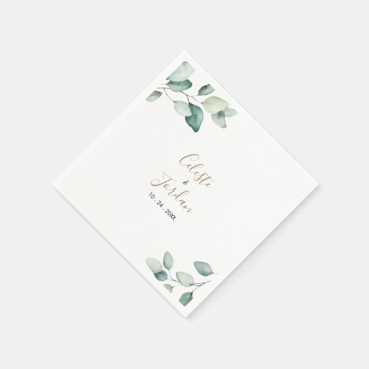 Serviette En Papier Serviettes Mariages Feuilles classiques et vertes (Coin)