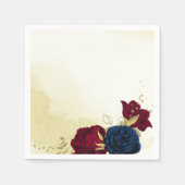 Serviette En Papier serviettes mariages feuilles en or de fleurs rouge (Devant)