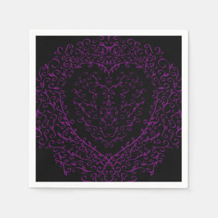 Serviette En Papier Serviettes Mariages gothiques au coeur pourpre et 