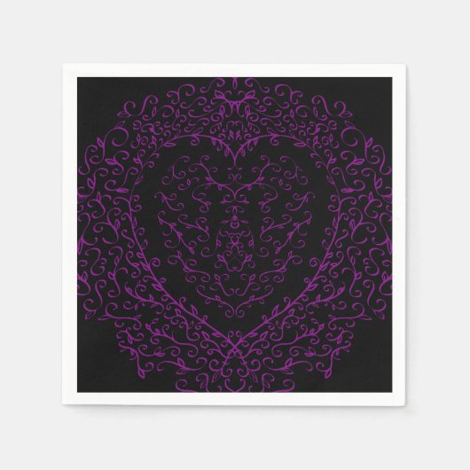 Serviette En Papier Serviettes Mariages gothiques au coeur pourpre et (Devant)