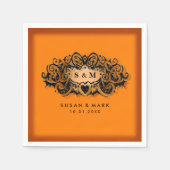 Serviette En Papier Serviettes mariages - Halloween orange et noir (Devant)