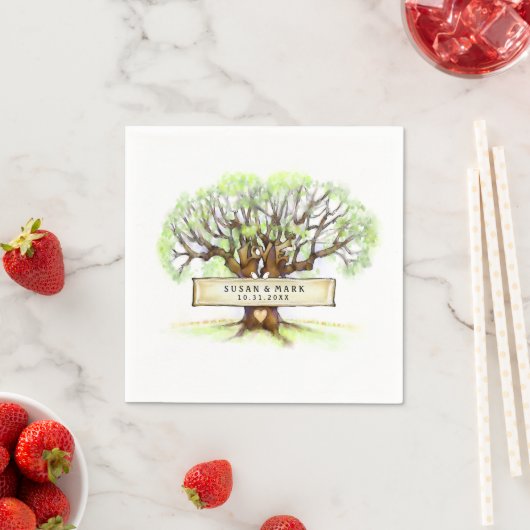 Serviette En Papier Serviettes mariages - L'arbre d'amour (En situation)