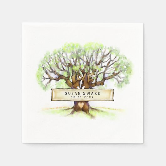 Serviette En Papier Serviettes mariages - L'arbre d'amour (Devant)