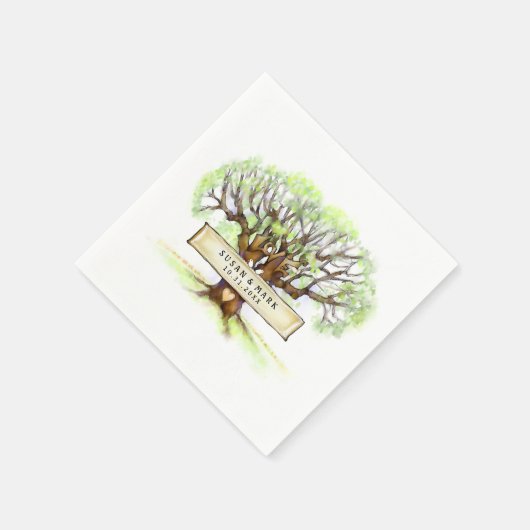 Serviette En Papier Serviettes mariages - L'arbre d'amour (Coin)