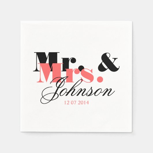 Serviette En Papier Serviettes mariages M. et Mme (Devant)