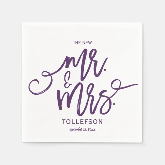 Serviette En Papier Serviettes Mariages modernes | Script de brosse (p (Devant)