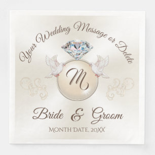Serviette En Papier Serviettes Mariages Monogrammes en ivoire, Anneau 