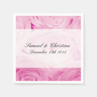 Serviette En Papier Serviettes mariages personnalisées aux fleurs rose