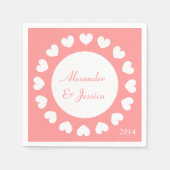 Serviette En Papier Serviettes mariages personnalisées | corail aux co (Devant)