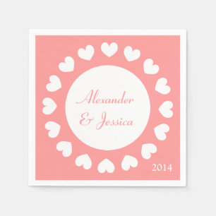 Serviette En Papier Serviettes mariages personnalisées   corail aux co