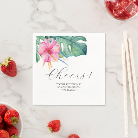 Serviette En Papier Serviettes Mariages personnalisées Fleurs roses (En situation)