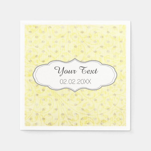Serviette En Papier serviettes mariages personnalisées pois jaunes (Devant)