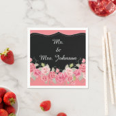 Serviette En Papier serviettes mariages rose floral (En situation)