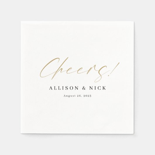 Serviette En Papier Serviettes Mariages simples en or neutre (Devant)