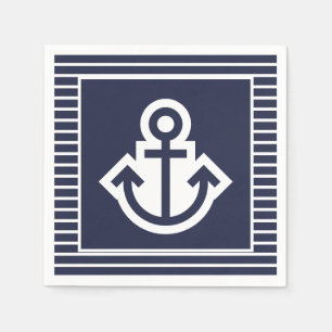Serviette En Papier Serviettes marine et Ancre blanche
