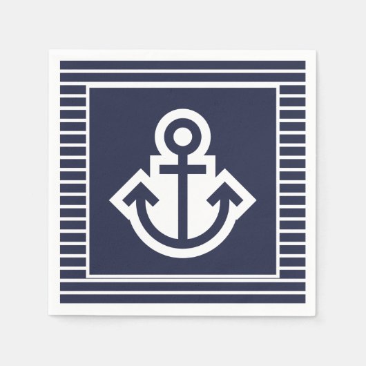 Serviette En Papier Serviettes marine et Ancre blanche (Devant)