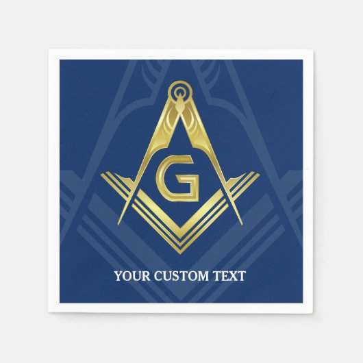 Serviette En Papier Serviettes Masonic personnalisées | Marine Blue Go (Devant)