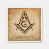 Serviette En Papier Serviettes Masonic personnalisées | Parchemin rust (Devant)