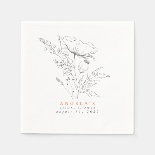 Serviette En Papier Serviettes minimalistes Élégantes Fleurs sauvages  (Devant)