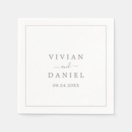 Serviette En Papier Serviettes minimalistes Mariage en argent (Devant)