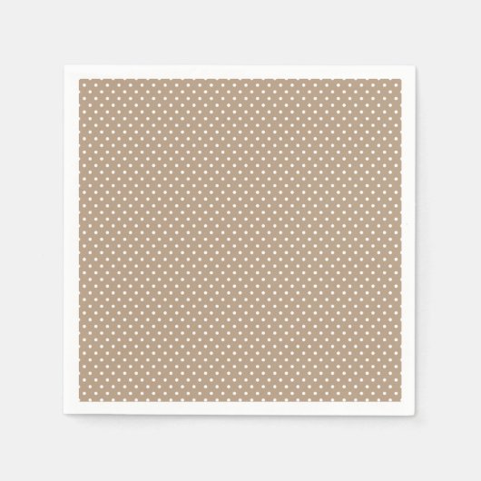 Serviette En Papier Serviettes Mocha Brown et blanc Polka Dot (Devant)