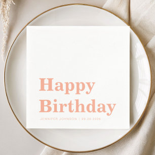 Serviette En Papier Serviettes Moderne Joyeux Anniversaire Pêche