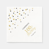 Serviette En Papier Serviettes modernes Gold & Black 100e fête d'anniv (Devant)