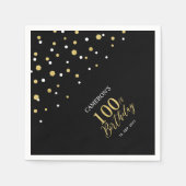Serviette En Papier Serviettes modernes Gold & Black 100e fête d'anniv (Devant)