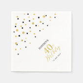 Serviette En Papier Serviettes modernes Gold & Black 40th Birthday Par (Devant)