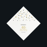 Serviette En Papier Serviettes modernes Gold & Black 40th Birthday Par<br><div class="desc">Cette serviette en papier personnalisée ajoutera des détails élégants à votre journée spéciale. Ce design présente des confettis hexagones dorés et noirs modernes avec du texte personnalisé. Parfait pour une soirée dorée moderne à thème 40ème anniversaire. Des invitations et des fournitures de fête correspondants sont disponibles dans ma boutique BaraBomDesign....</div>